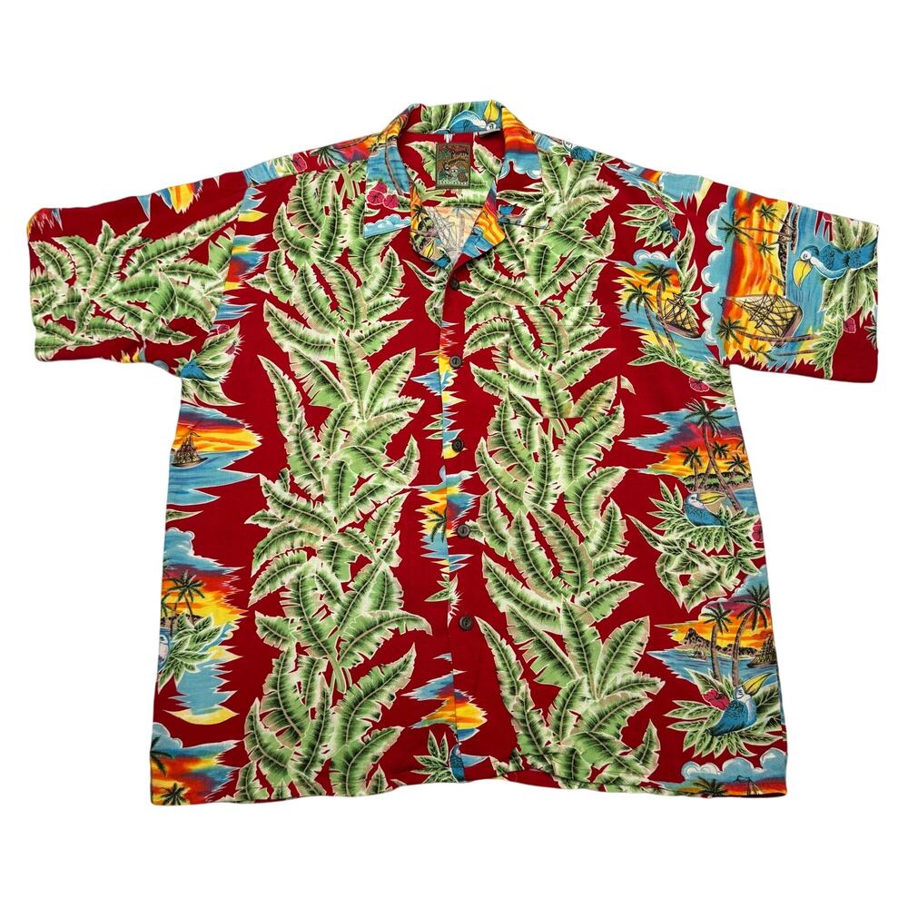 Vintage 90s Pineapple Connection Hawaiian Aloha Shirt Men's Medium Rayon